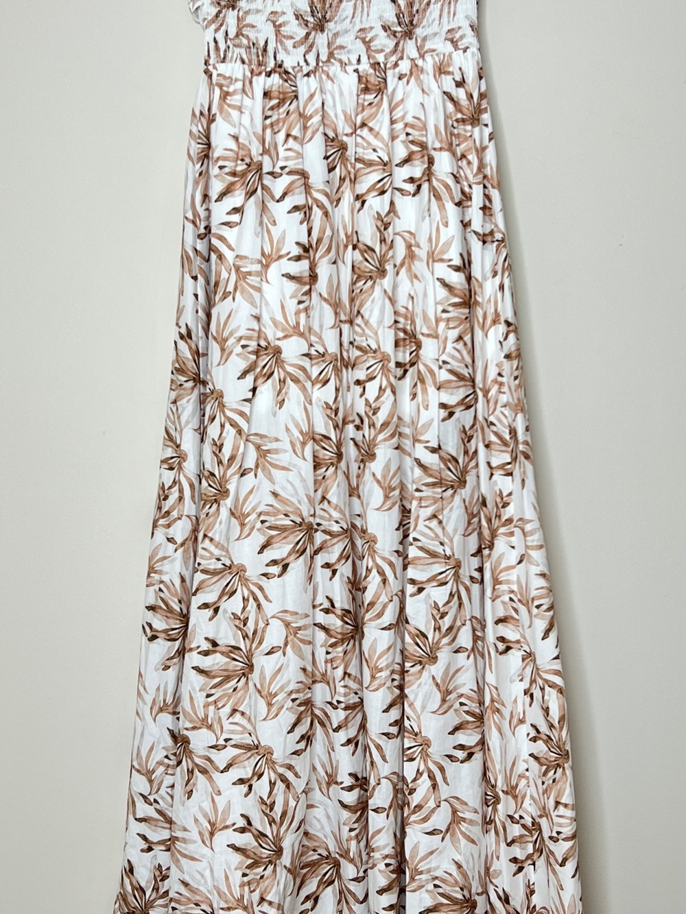 Etiquette Strapless Maxi Dress – White & Brown Botanical Print - Sz Small - Picture 4 of 4